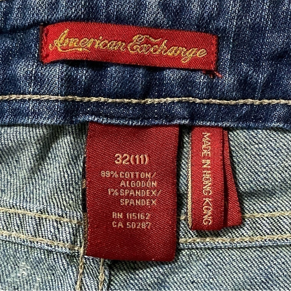 Vintage American Exchange boho embellished kick crop jeans size 32 - Picture 10 of 16